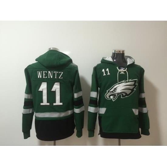 Men Nike Philadelphia Eagles Carson Wentz 16 NFL Winter Thick Hoodie