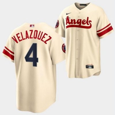 Men Los Angeles Angels 4 AndreW Velazquez 2022 Cream City Connect Cool Base Stitched Jersey