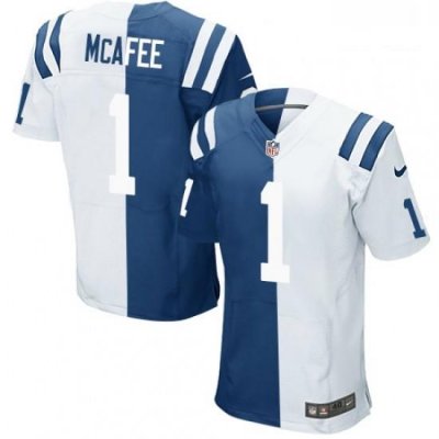 Men Nike Indianapolis Colts 1 Pat McAfee Elite Royal BlueWhite Split Fashion NFL Jersey