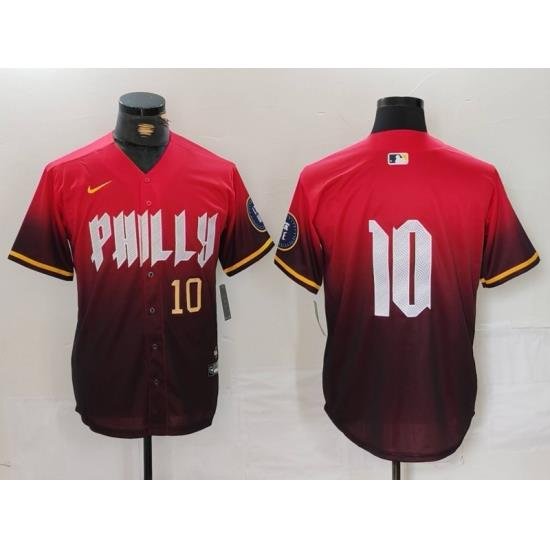 Men Philadelphia Phillies 10 J T  Realmuto Red 2024 City Connect Limited Stitched Jersey 3