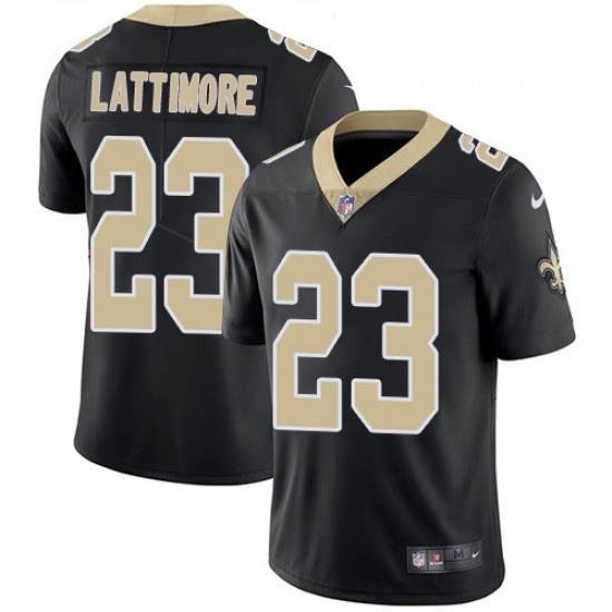 Mens Nike New Orleans Saints 23 Marshon Lattimore Black Team Color Vapor Untouchable Limited Player NFL Jersey