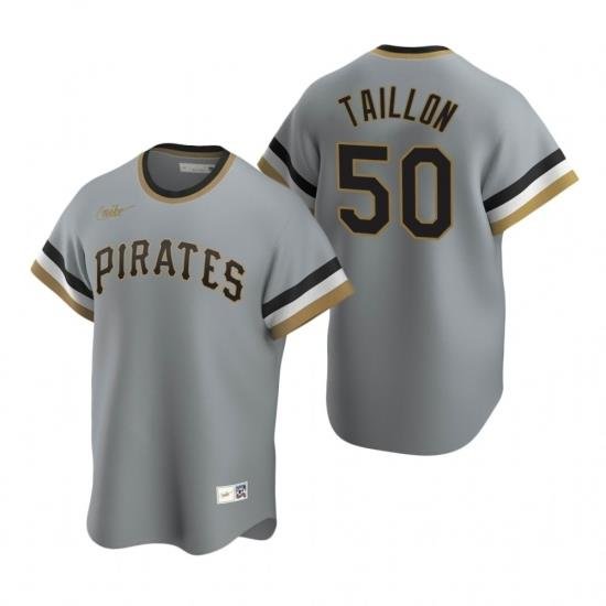 Mens Nike Pittsburgh Pirates 50 Jameson Taillon Gray CooperstoWn Collection Road Stitched Baseball Jersey