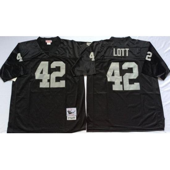 Men Las Vegas Raiders 42 Ronnie Lott Black M&N Throwback Jersey