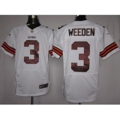 Nike Cleveland BroWns 3 Brandon Weeden White Elite NFL Jersey