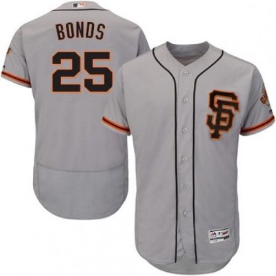 Mens Majestic San Francisco Giants 25 Barry Bonds Grey Alternate Flex Base Authentic Collection MLB Jersey