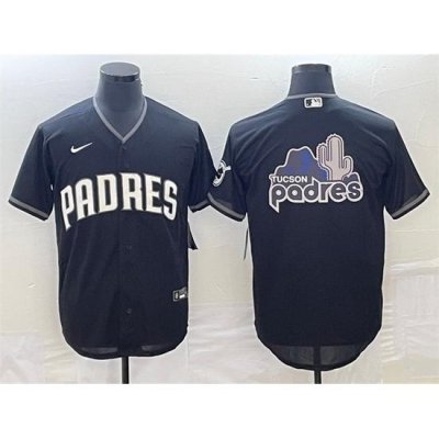 Men San Diego Padres Black Team Big Logo Cool Base Stitched Baseball Jersey