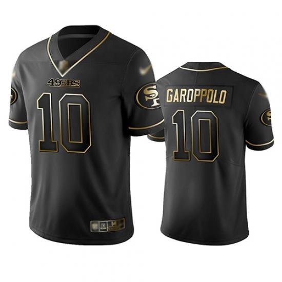 49ers 10 Jimmy Garoppolo Black Men Stitched Football Limited Golden Edition Jersey