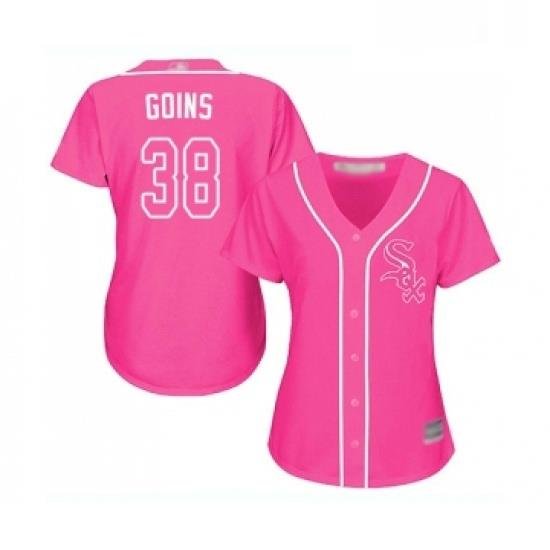 Womens Chicago White Sox 38 Ryan Goins Replica Pink Fashion Cool Base Baseball Jersey