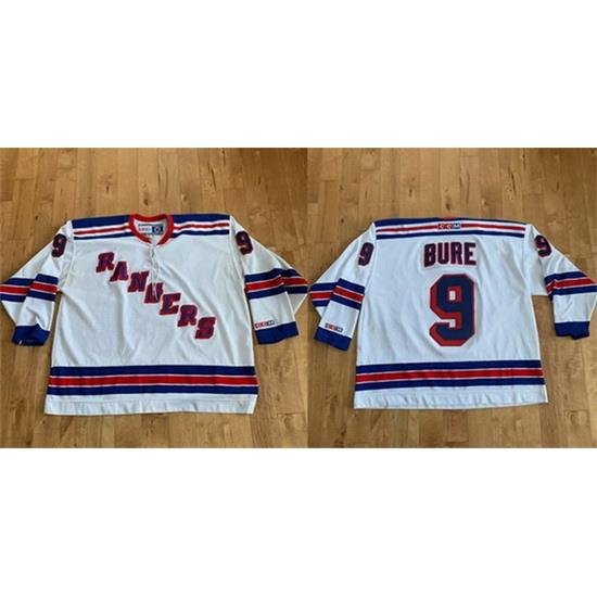 Men New York Rangers 9 Pavel Bure White Stitched Jersey