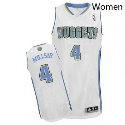 Womens Adidas Denver Nuggets 4 Paul Millsap Authentic White Home NBA Jersey