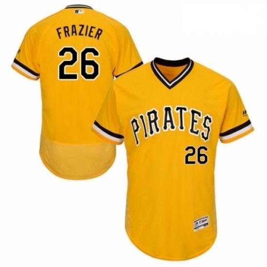 Mens Majestic Pittsburgh Pirates 26 Adam Frazier Gold Alternate Flex Base Authentic Collection MLB Jersey