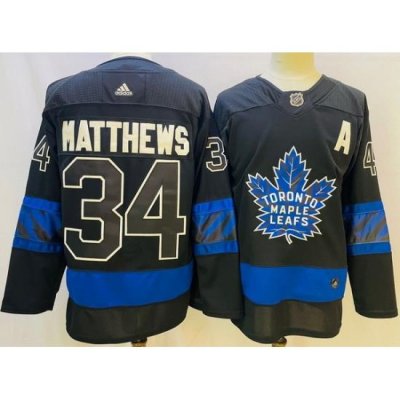 Men Toronto Maple Leafs Black 34 Auston Matthews Alternate Premier Breakaway Reversible Stitched jersey