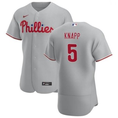 Philadelphia Phillies 5 AndreW Knapp Men Nike Gray Road 2020 Authentic Player MLB Jersey