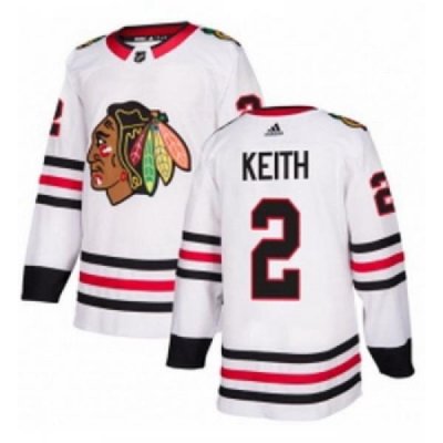 Youth Adidas Chicago Blackhawks 2 Duncan Keith Authentic White Away NHL Jersey