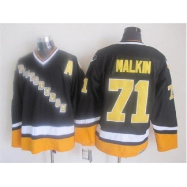 NHL Pittsburgh Penguins #71 Evgeni Malkin black-yellow jerseys