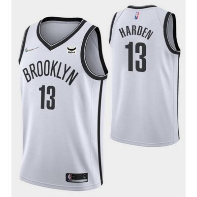 Men Brooklyn Nets 13 James Harden White 75th Anniversary Association Edition Stitched NBA Jersey