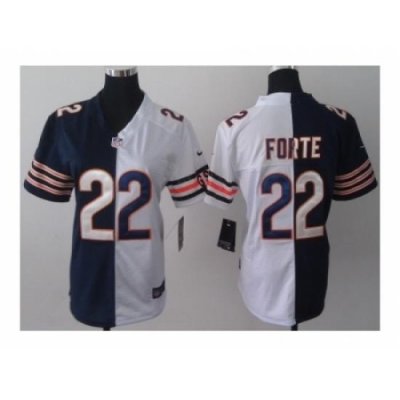 Nike Women nfl jerseys chicago bears #22 matt forte White-blue[Elite split]