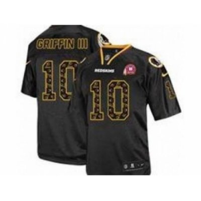 Nike Washington Redskins 10 Robert Griffin III Black Elite 80TH Patch Lights Out Fashion NFL Jersey