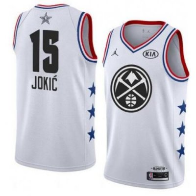 Men Denver Nuggets #15 Nikola Jokic White Basketball Jordan Swingman 2019 All Star Game Jerseys