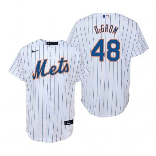 Mens Nike NeW York Mets 48 Jacob deGrom White Home Stitched Baseball Jerse