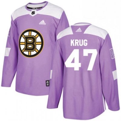 Mens Adidas Boston Bruins 47 Torey Krug Authentic Purple Fights Cancer Practice NHL Jersey