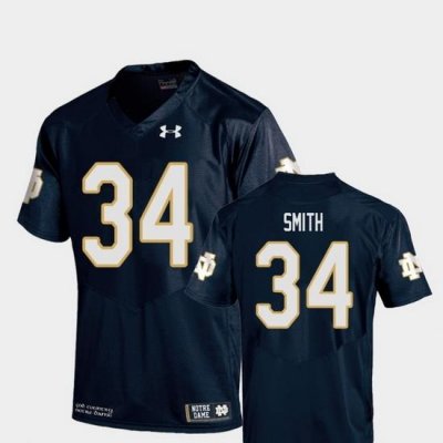 Men Notre Dame Fighting Irish Jahmir Smith 34 Navy College Football Replica Jersey