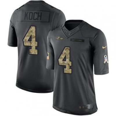 Nike Ravens #4 Sam Koch Black Mens Stitched NFL Limited 2016 Salute to Service Jersey