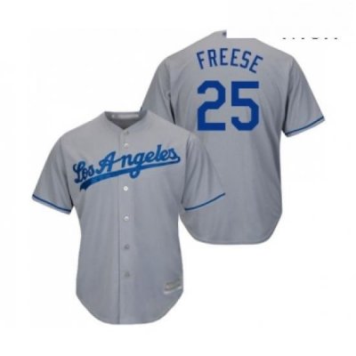 Mens Los Angeles Dodgers 25 David Freese Replica Grey Road Cool Base Baseball Jersey