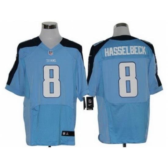 Nike Tennessee Titans 8 Matt Hasselbeck Light Blue Elite NFL Jersey