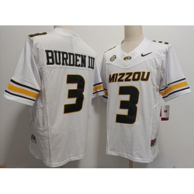 Men Missouri Tigers Luther Burden #3 White F U S E Stitched Jersey