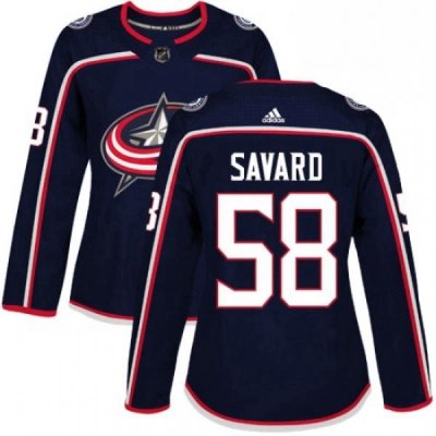 Womens Adidas Columbus Blue Jackets 58 David Savard Authentic Navy Blue Home NHL Jersey