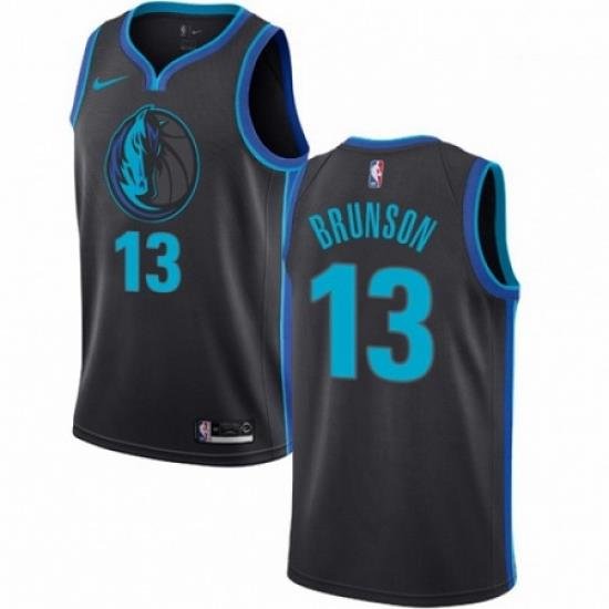 Mens Nike Dallas Mavericks 13 Jalen Brunson Swingman Charcoal NBA Jersey City Edition