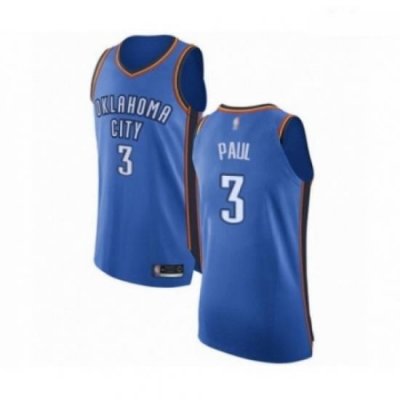 Mens Oklahoma City Thunder 3 Chris Paul Authentic Royal Blue Basketball Jersey Icon Edition