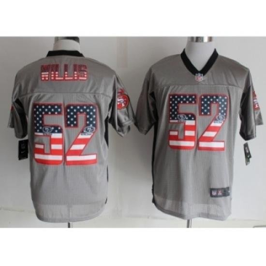 Nike San Francisco 49ers 52 Patrick Willis Grey Elite USA Flag Fashion ShadoW NFL Jersey