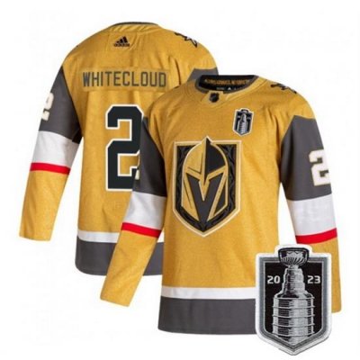 Men Vegas Golden Knights 2 Zach Whitecloud Gold 2023 Stanley Cup Final Stitched Jersey