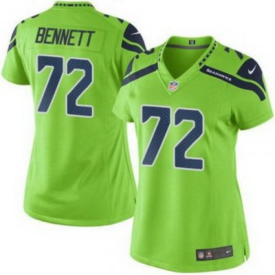 Nike Seahawks #72 Michael Bennett Green Womens Stitched NFL Limited Rush Jersey