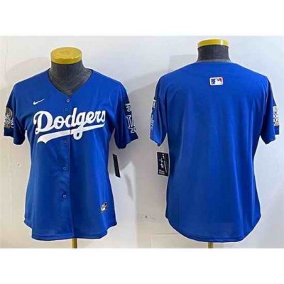 Women Los Angeles Dodgers Blank Royal 2024 World Series With Fernando Memorial Patch Alternate Limited Stitched Baseball Jersey