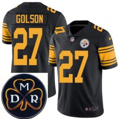 Men's Nike Pittsburgh Steelers #27 Senquez Golson Elite Black Rush NFL MDR Dan Rooney Patch Jersey