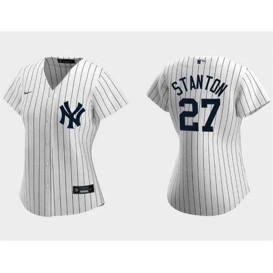 Women NeW York Yankees 27 Giancarlo Stanton White Cool Base Stitched Jersey  Run Small