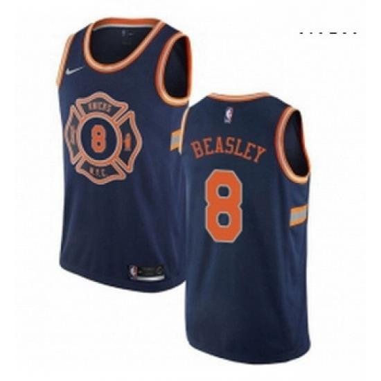 Mens Nike New York Knicks 8 Michael Beasley Swingman Navy Blue NBA Jersey City Edition