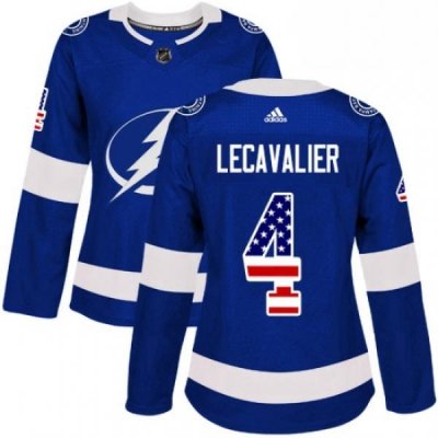 Womens Adidas Tampa Bay Lightning 4 Vincent Lecavalier Authentic Blue USA Flag Fashion NHL Jersey