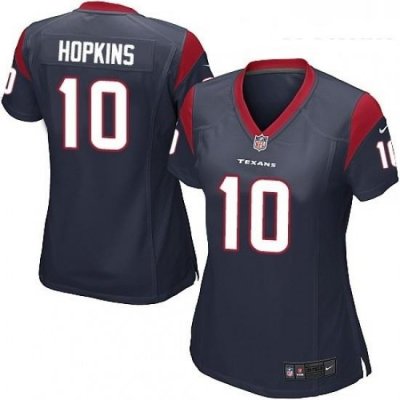 Womens Nike Houston Texans 10 DeAndre Hopkins Game Navy Blue Team Color NFL Jersey