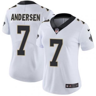 Nike Saints #7 Morten Andersen White Womens Stitched NFL Vapor Untouchable Limited Jersey