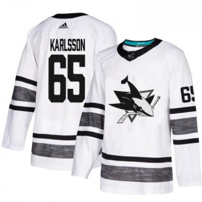 Mens Adidas San Jose Sharks 65 Erik Karlsson White 2019 All Star Game Parley Authentic Stitched NHL Jersey