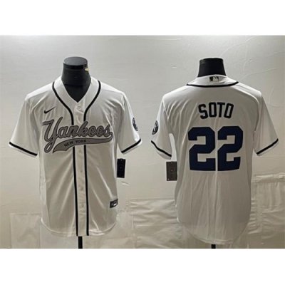 Men NeW York Yankees 22 Juan Soto White Cool Base Stitched Baseball Jersey II