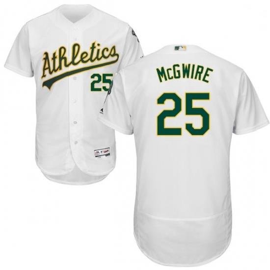 Mens Majestic Oakland Athletics 25 Mark McGwire White Home Flex Base Authentic Collection MLB Jersey