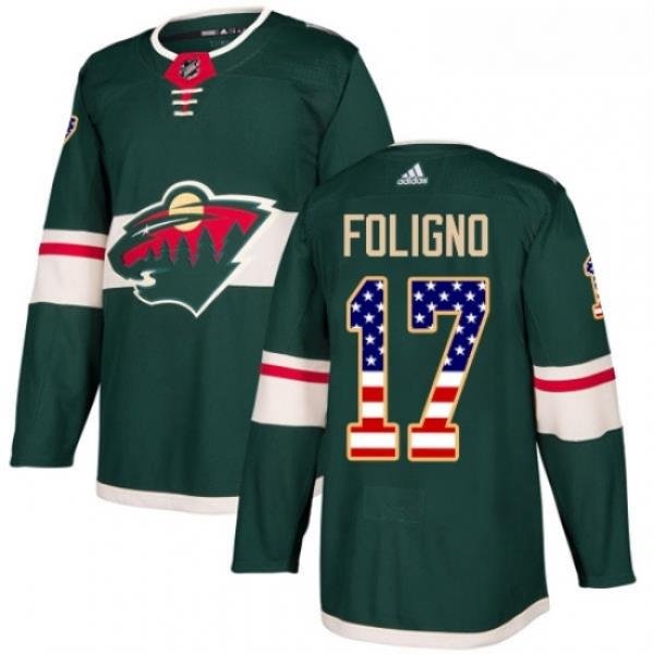 Youth Adidas Minnesota Wild 17 Marcus Foligno Authentic Green USA Flag Fashion NHL Jersey