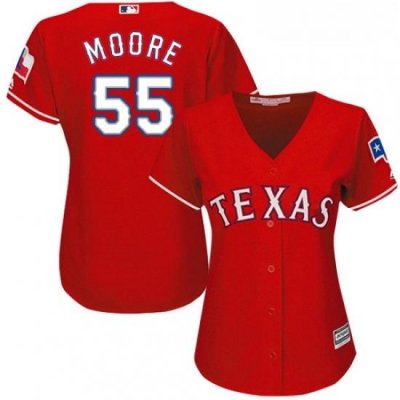 Womens Majestic Texas Rangers 55 Matt Moore Replica Red Alternate Cool Base MLB Jersey