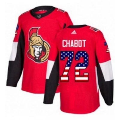 Mens Adidas Ottawa Senators 72 Thomas Chabot Authentic Red USA Flag Fashion NHL Jersey