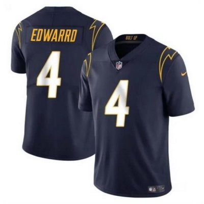 Men Los Angeles Chargers 4 Gus Edwards Navy Vapor Limited Stitched Football Jersey